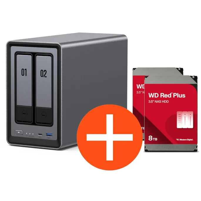 UGREEN NASync DXP2800 NAS System 2-Bay 16TB inkl. 2x WD WD80EFPX NAS HDD - 8 TB