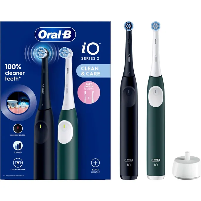 Oral-B iO Series 2 Elektrische Zahnbürste + 2. Handstück Night Black/ Forest Green