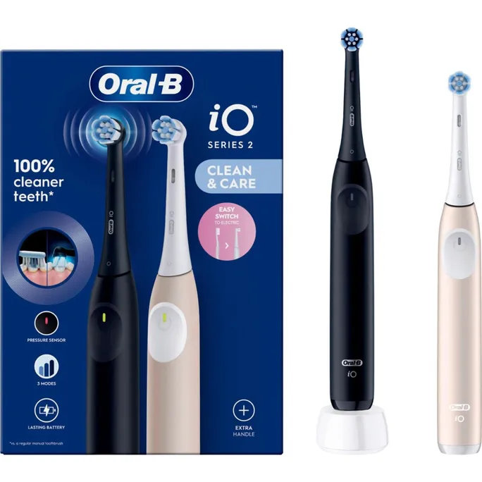 Oral-B iO Series 2 Elektrische Zahnbürste + 2. Handstück Night Black/ Calm Pink