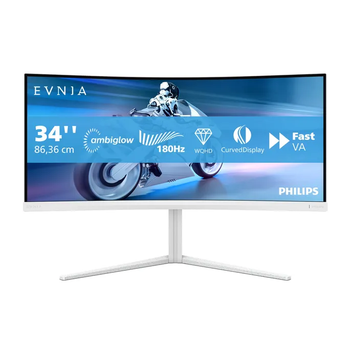 Philips Evnia 34M2C5501A 86,36cm (34") WQHD VA Curved Gaming Monitor 21:9 HDMI/DP/USB 180Hz 0.5ms Ambiglow