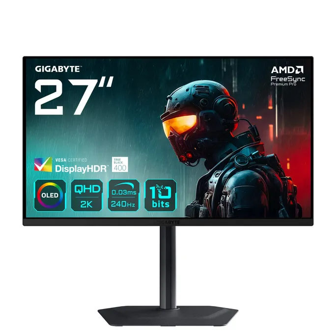Gigabyte MO27Q2 68,6 cm (27") QHD OLED Gaming Monitor 16:9 HDMI/DP/USB-C 240Hz 0,03ms