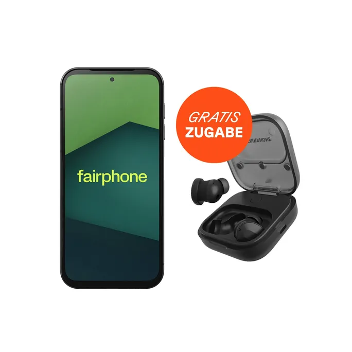 Fairphone 5 5G Dual-SIM 8GB/256GB transparent Android 14 Smartphone + Fairbuds in-Ear Kopfhörer schwarz