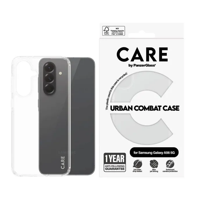 CARE by PanzerGlass® Flagship Case Clear Urban Combat mit Clear Frame Galaxy A56 5G