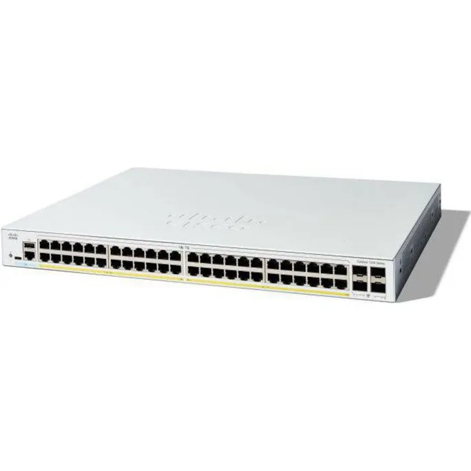 Cisco Catalyst 1200-48P-4X Rackmount Gigabit Managed Switch, 48x RJ-45, 4x SFP+, 375W PoE+