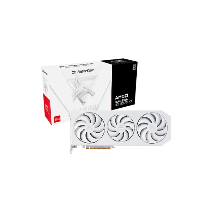 POWERCOLOR AMD Radeon RX 9070 XT Hellhound Spectral White OC 16GB GDDR6 Grafikkarte HDMI/3xDP