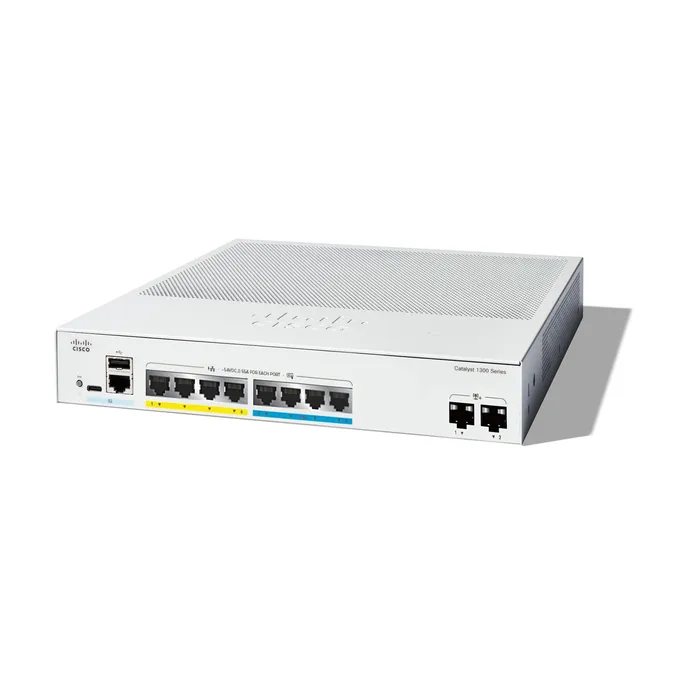 Cisco Catalyst C1300-8MGP-2X Rackmount 2.5G Managed Stack Switch 8x RJ-45, 2x SFP+, 120W PoE+
