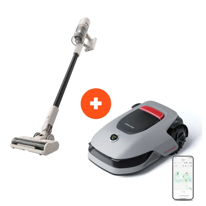 Dreame Mähroboter Mower A1 Pro 2000 m² + Dreame U10 Akku-Staubsauger beutellos Beige