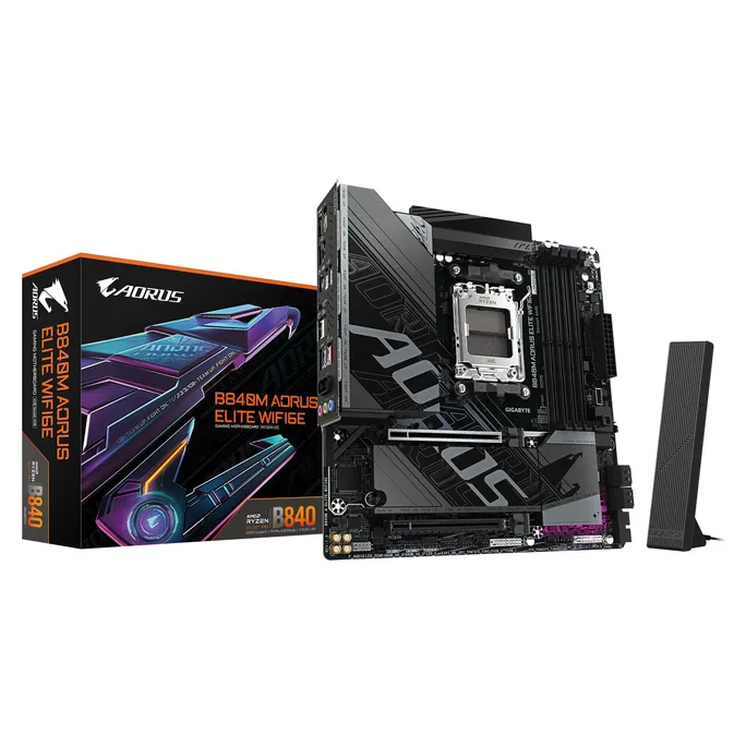 GIGABYTE AORUS B840M ELITE WIFI6E mATX Mainboard Sockel AM5 DP/HDMI