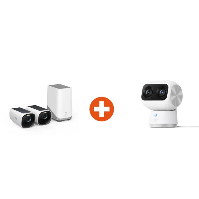 eufyCam 3 Überwachungskamera 4K 2+1 inkl. eufy S350 Überwachungskamera 4K 360 Dual Cam Indoor Nachtsicht
