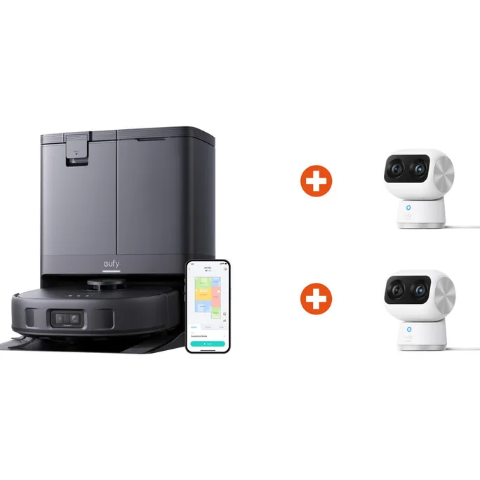 eufy Clean X10 Pro Omni Saugroboter + 2x eufy S350 Überwachungskamera 4K 360 Grad