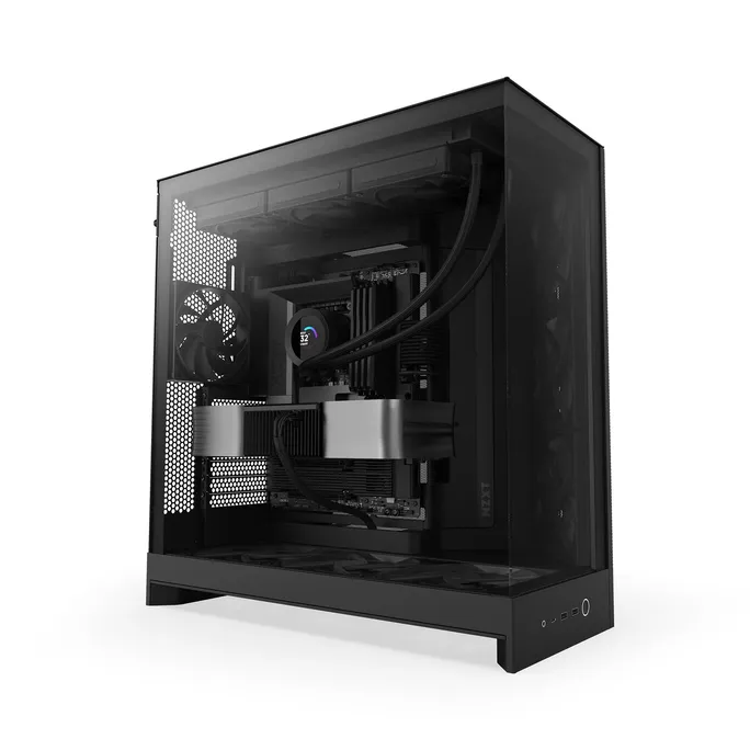 NZXT H9 Flow (2025) All Black Midi Tower ATX Gaming Gehäuse schwarz mit Glasfenster