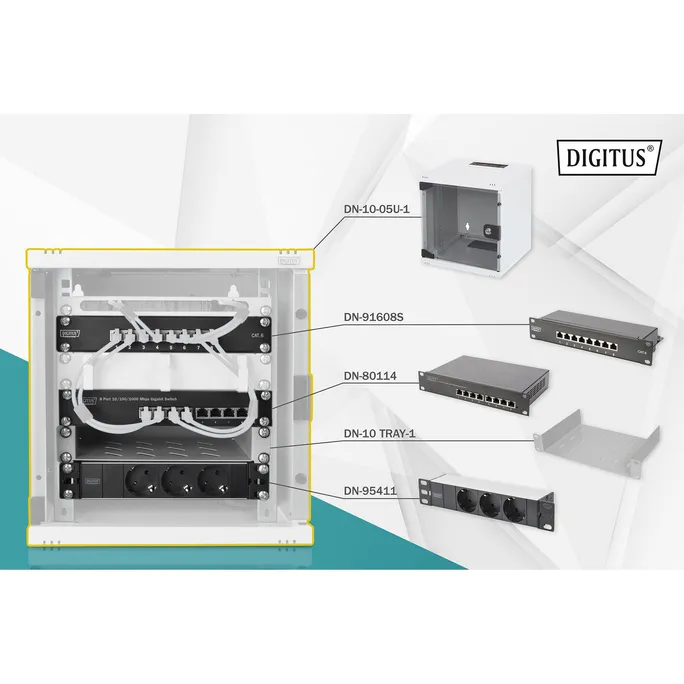 DIGITUS Netzwerk-Set 254 mm (10") - 6HE, 312 x 300 mm (B x T)