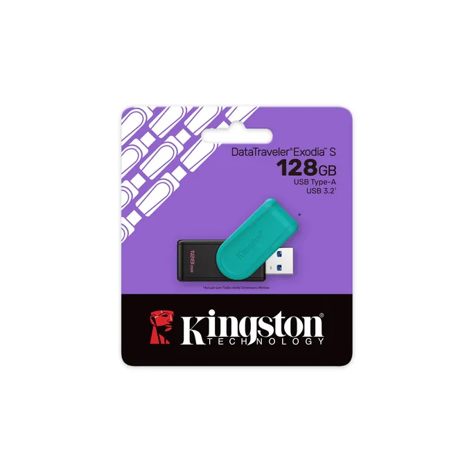 Kingston 128 GB DataTraveler Exodia 3.2 Gen1 USB-Stick Schwarz/Türkis