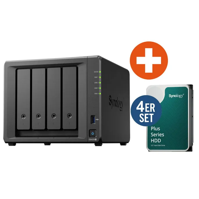 Synology DS425+ NAS System 4-Bay 48 TB inkl. 4x 12 TB Synology HDD HAT3310-12T