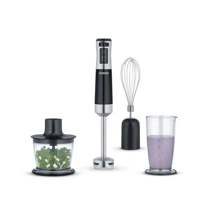 Severin SM 3775 kabelloser Stabmixer mit Zubehör-Set Edelstahl bis 14.000 U/min