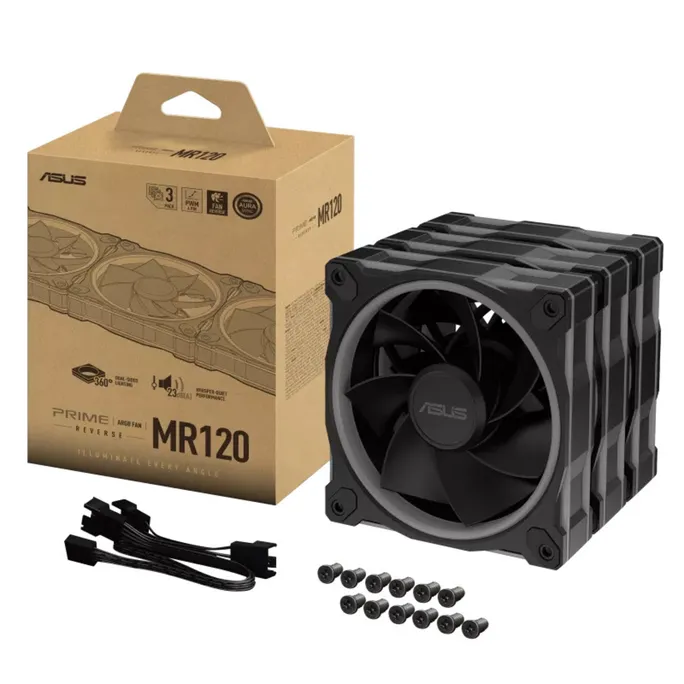 ASUS PRIME MR120 ARGB Reverse Triple Pack Gehäuselüfter schwarz, 120 mm, PWM