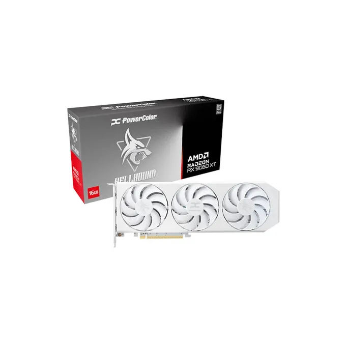 POWERCOLOR AMD Radeon RX 9060 XT Hellhound Spectral White OC 16GB GDDR6 Grafikkarte HDMI/3xDP