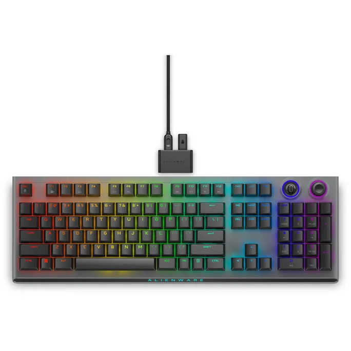 Dell Alienware AW920K Wireless-Tri-Mode-Gamingtastatur, 2.4 Ghz, Bluetooth 5.1, USB, AlienFX RGB-Beleuchtung, Layout QWERTY US-Englisch