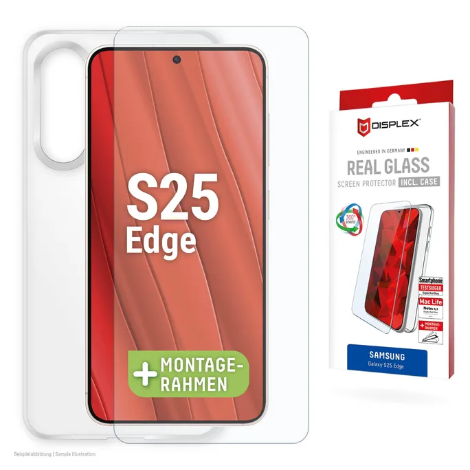 DISPLEX Real Glass + Case für Samsung Galaxy S25 Edge transparent