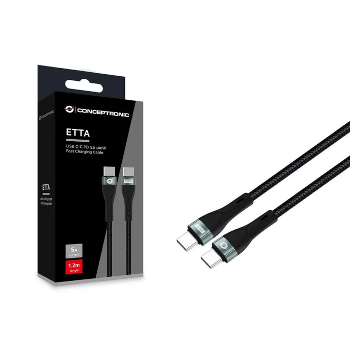 Conceptronic ETTA01B12 USB C-C PD 3.0 100W Ladekabel 1.2m