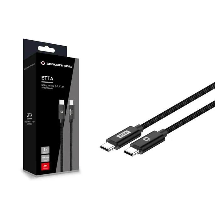 Conceptronic ETTA03B12 USB C-C PD 3.1 240W Ladekabel 1.2m