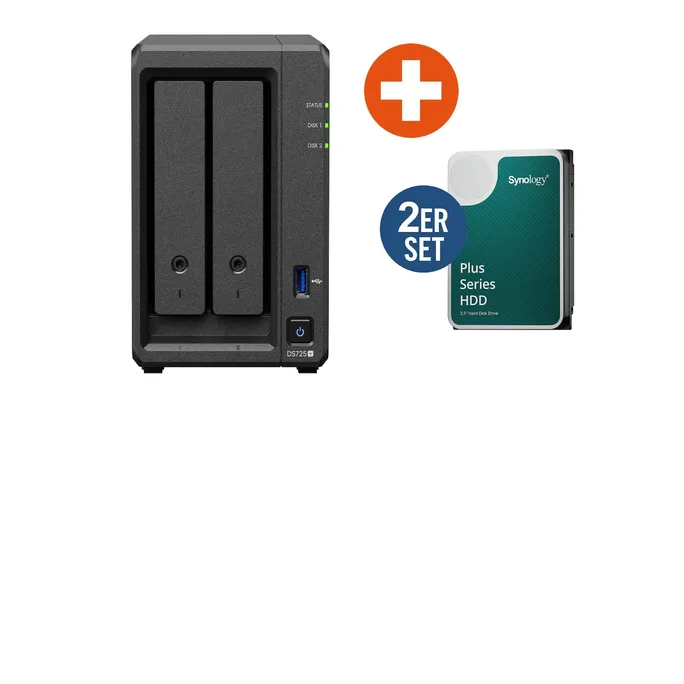 Synology Diskstation DS725+ NAS System 2-Bay 8TB  inkl. 2x 4 TB Synology HDD HAT3300-4T