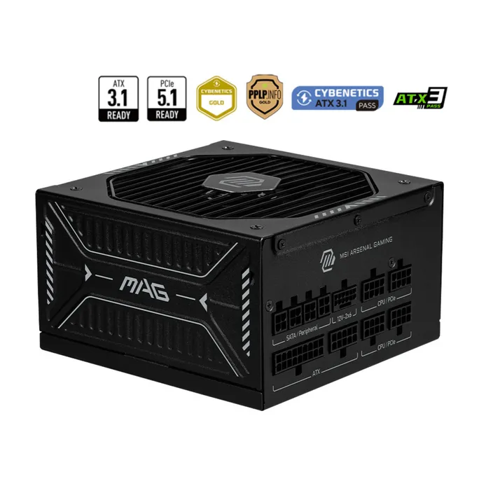 MSI MAG A850GLS PCIE5 850 Watt ATX 3.1 PCIe 5.1 80+ Gold Netzteil 135mm Lüfter