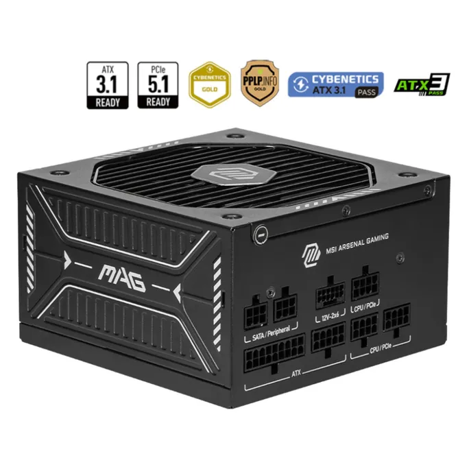 MSI MAG A750GLS PCIE5 750 Watt ATX 3.1 PCIe 5.1 80+ Gold Netzteil 135mm Lüfter