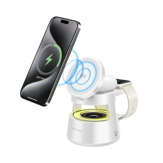 4smarts Qi2 Charging Station Aura Sound weiß