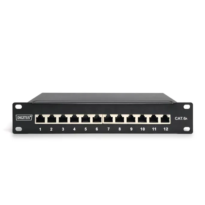 DIGITUS CAT 6A Patch Panel, geschirmt, 12-Port, 1HE, 10", schwarz