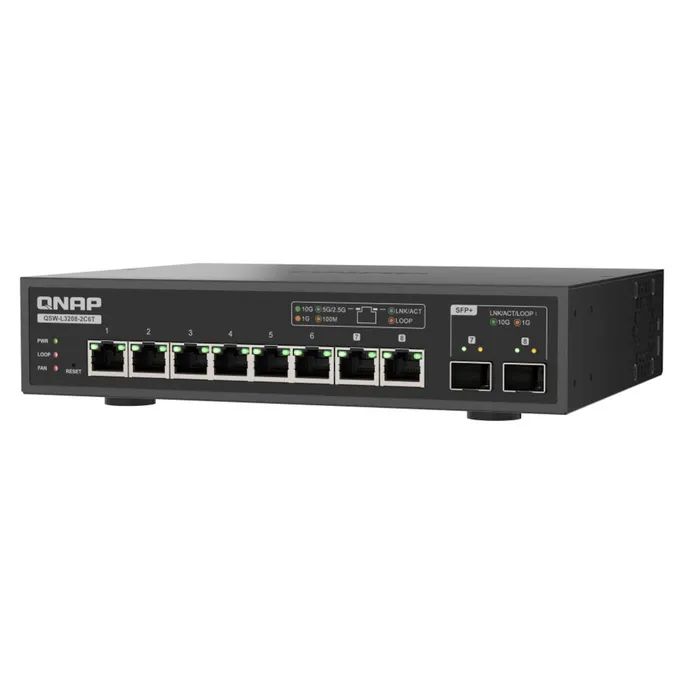 QNAP QSW-L3208-2C6T 6 ports 10GbE RJ45, 2ports 10G SFP+/ NBASE-T Combo Switch