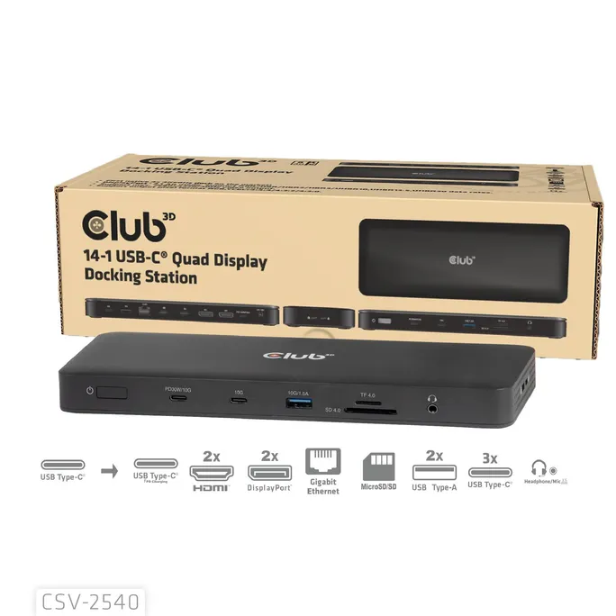 Club 3D 14-1 USB-C Quad-Display-Dockingstation