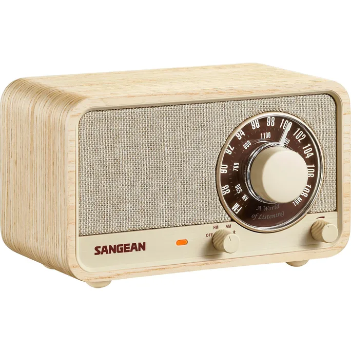 Sangean WR-8 Portables FM-Radio Echtholz-Gehäuse Weiße Esche
