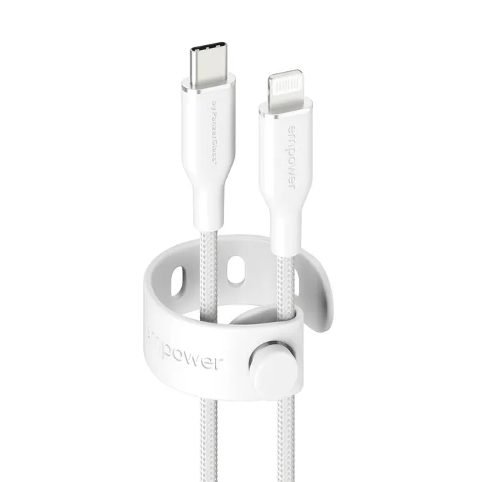 empower by PanzerGlass® Racing 60W USB-C to Lightning Kabel 1,2m Silber Weiß