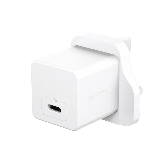 empower by PanzerGlass® Turbo 30W Ladegarät Single USB-C UK Anschluss Silber Weiß