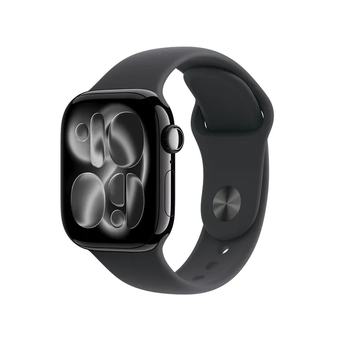 Apple Watch Series 11 GPS + Cellular 42mm Jet Black Aluminium Gehäuse mit Sport Band (black) - S/M