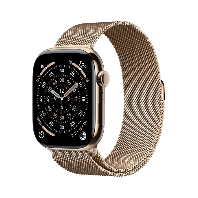 Apple Watch Series 11 GPS + Cellular 46mm Gold Titanium Gehäuse mit Gold Milanese Loop - S/M