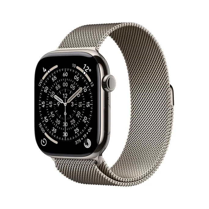 Apple Watch Series 11 GPS + Cellular 46mm Natural Titanium Gehäuse mit Natural Milanese Loop - S/M