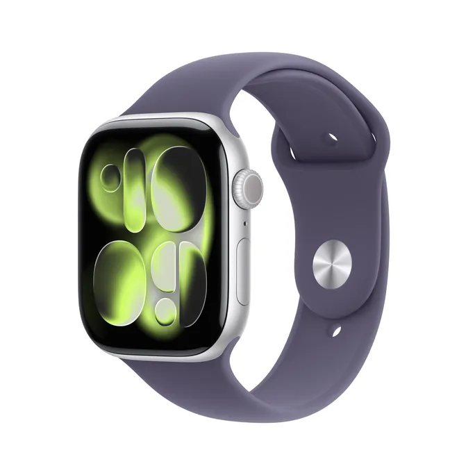 Apple Watch Series 11 GPS + Cellular 46mm Silver Aluminium Gehäuse mit Sport Band (purple fog) - M/L