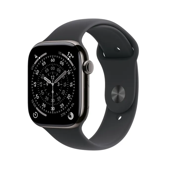 Apple Watch Series 11 GPS + Cellular 46mm Slate Titanium Gehäuse mit Sport Band (black) - S/M