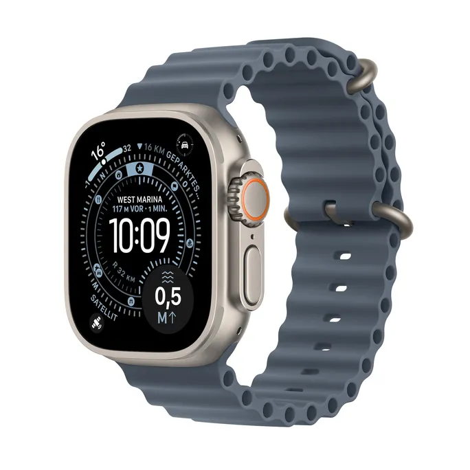 Apple Watch Ultra 3 GPS + Cellular 49mm Natural Titanium Case with Anchor Blue Ocean Band