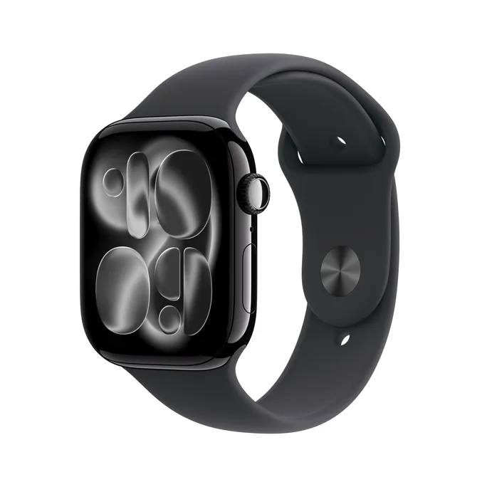 Apple Watch Series 11 GPS 46mm Aluminium Gehäuse Diamantschwarz mit Sport Band Schwarz- M/L
