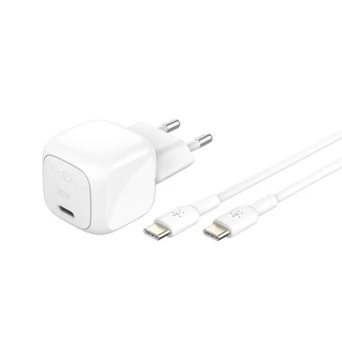 Belkin BoostCharge kompaktes USB-C-Ladegerät (30 W) mit USB-C-Kabel