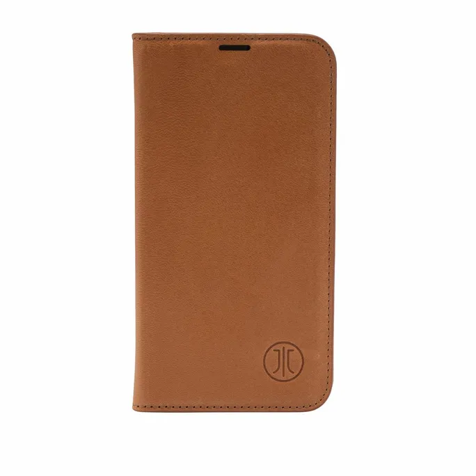 JT Berlin Echtleder BookCase Tegel für Apple iPhone 17 cognac