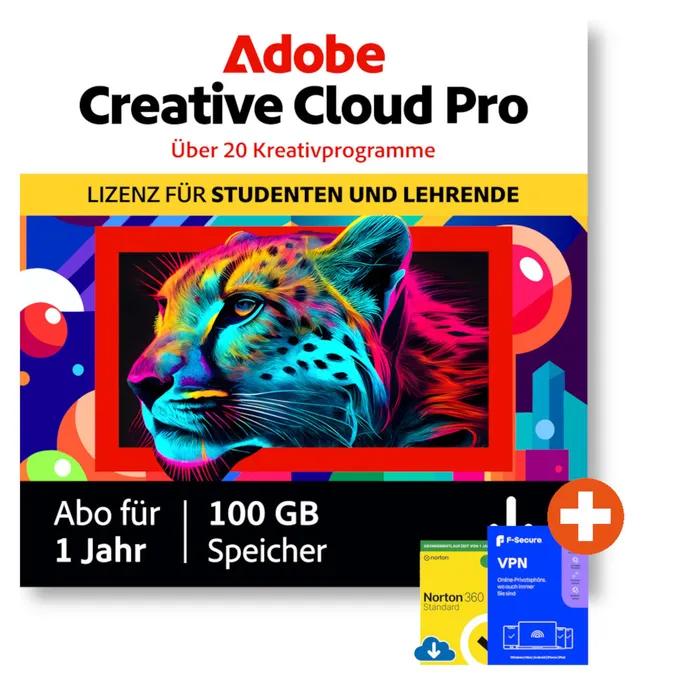 Adobe Creative Cloud Pro | Studenten & Lehrer | Download & Produktschlüssel | inkl. Norton & F-Secure