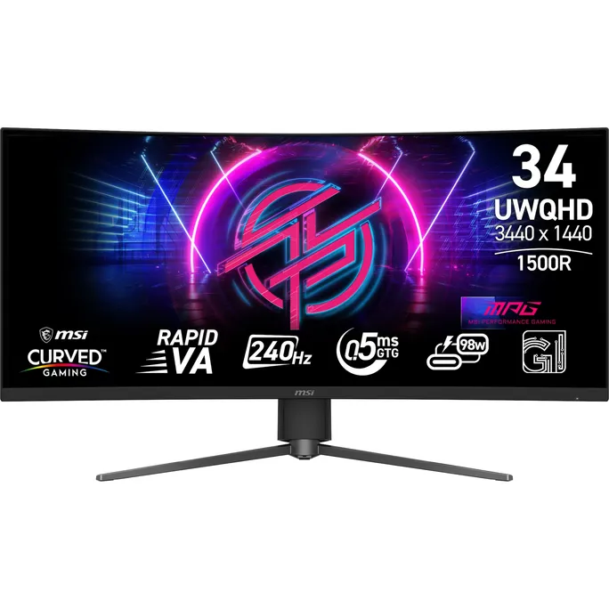 MSI MPG 346CQRFDE X24 34 Zoll UWQHD Curved Rapid VA Gaming Monitor 240Hz 21:9 DP/HDMI/USB-C PD98W