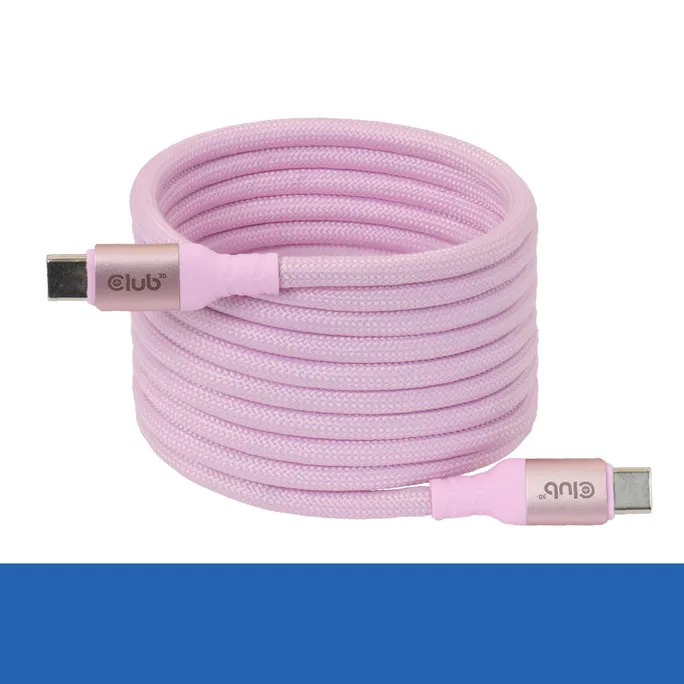 Club 3D CAC-3031 USB-C® Magnetisches Kabel 240W PD3.1 2m rosa