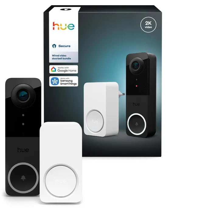 Philips Hue Secure Set: Kabelgebundene Türklingelkamera & smarter Gong