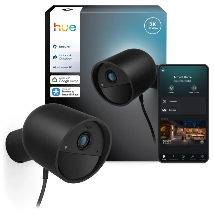 Philips Hue Secure kabelgebundene Kamera 2K-Videoauflösung schwarz