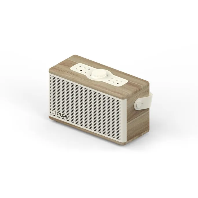 Pure Classic Aura tragbarer Bluetooth-Lautsprecher; Hintergrundlicht; Weiß/Eiche